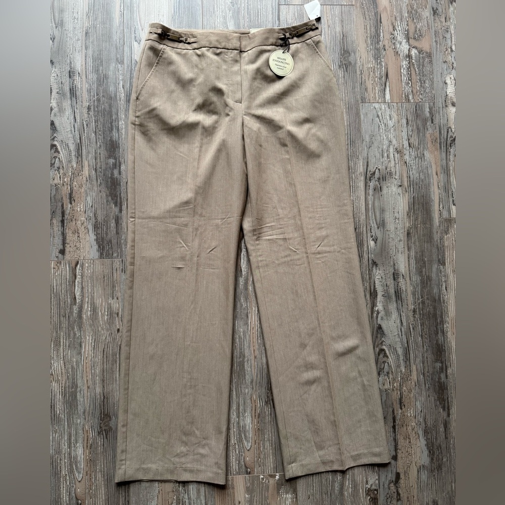 New Women’s Classic Cato Wider Leg Tan Dress Pants Tummy Control Size 12 Pocket